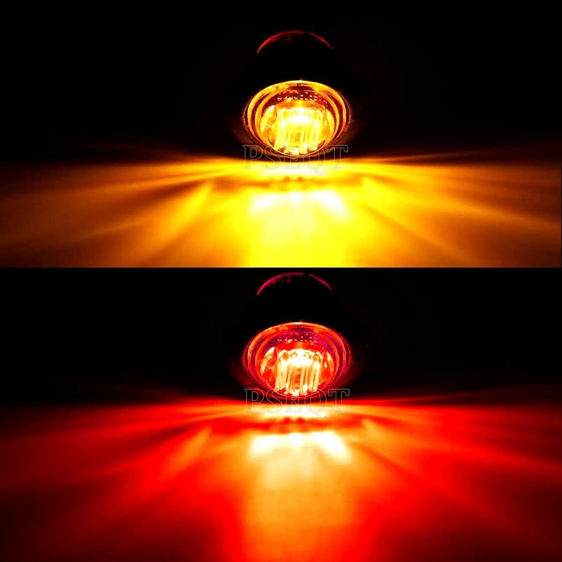 PSEQT 3/4 Inch Trailer Marker LED Lights, Side Clearance Indicators Tail Light Waterproof for Trailer Truck Car Bus Van Pickup RV Wrangler ATV UTV Boat(10pcs Red & 10pcs Amber) - Image 2